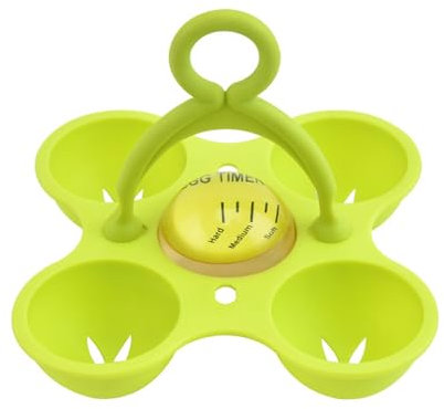 CUSROS Egg Timer for Boiling 4 Eggs, Color Changing Egg Holder with Egg Cooker Timer That Goes in Water Indicate Hard Medium Soft Boiled Eggs Kitchen Gadgets Green