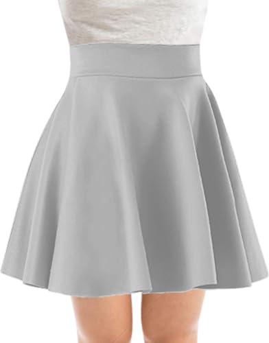 PopCouture kvinnors mini hög midja utsvängd skater-kjol, Ljusgrå, 32/34 SE