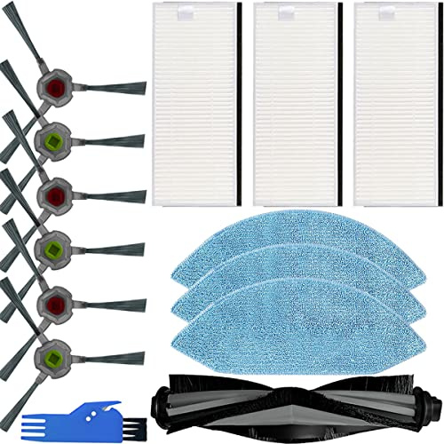 EATBALE Kit de Accesorios para Ecovacs Deebot ozmo U2 DGN22 U2 Pro Robot aspiradora, 1 Cepillo Principal, 6 cepillos Laterales, 3 filtros HEPA, 3 trapeadores, 1 Cepillo de Limpieza (Paquete de 13)