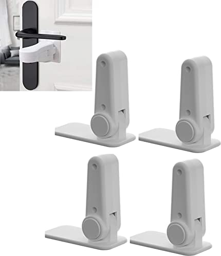 Lockable Window Handle,Door Lever Lock,Door Handle Locks,Door Handle Locks,4 Packs Child Handles Locks,Self Adhesive,One Hand Opertaion Adhesive Baby Proofing Door Handle Locks
