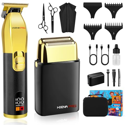 HIENA PRO Folienrasierer Rasierer Herren, Elektrorasierer, Epilierer Herren Friseur, Null Maschine Haare, Haarschneider Set, Langhaarschneider Kit T-förmiger Trimmer Barttrimmer Bartschneider