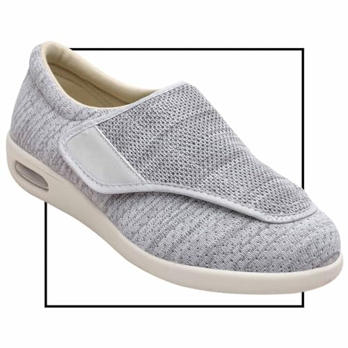 Scarpe Uomo Ortopediche Scarpa per Piedi Gonfi Confortevole Sneakers Casual all'Aperto Scarpe a Strappo Ginnastica Tennis Fitness Camminata per Persone anziane diabetiche(Color:Lightgrey,Size:41 EU)