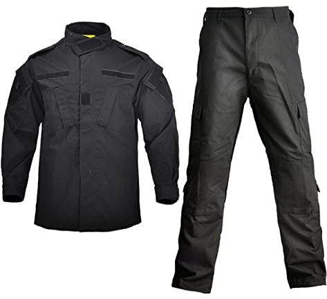 Hcclijo Uniforme Militare Airsoft Camouflage Tuta Tattica Da Campeggio Uomo Esercito Forze Speciali Combattimento Giacche Pantaloni black M