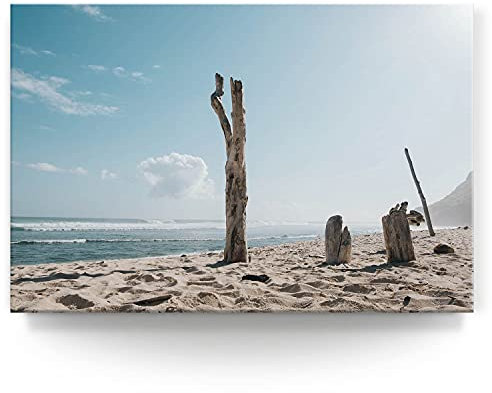 BilderKing Wandbild Sand-Strand Bali - 150cm x 100cm Leinwand auf 4cm Keilrahmen