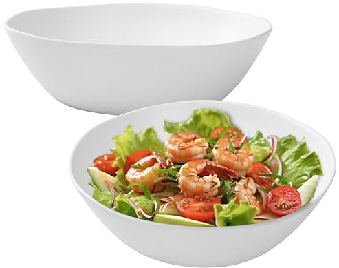 ZAROCRUS Melamine Serving Bowl, 2 Pack 12 inch Fruit Salad Bowls, 130 Oz Pasta Bowls Set of 2, Large White Serving Dishe/Mixing bowl for Entertaining, Break-Resistant Melamine Bowl