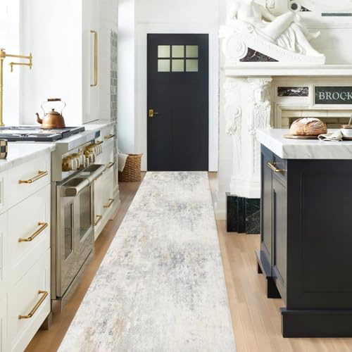 Duscdesp 65×180 Hallway Runner, Kitchen Non Slip, Soft Rug, Floor Mats Boho Washable Runner Rugs for Hallway Entryways Kitchen (Beige 65×180)