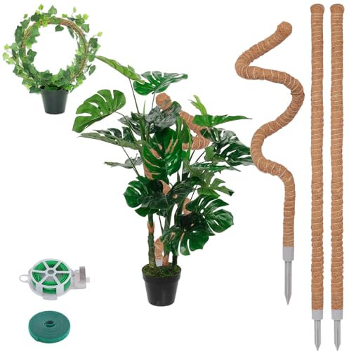 3 Pack Moss Pole, 76CM/30inch Bendable Coir Plant Poles for Climbing Plants Support, Indoor Outdoor Cheese Monstera Plant Support with Cable Ties & Plant Tapewith Cable Ties & Plant Tape