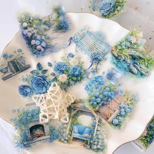 Scrapbook Stickes Scrapbooking Zubehör,100 pcs Blumen Äesthetic Scrapbook Stickers Arpaper Journal Aufkleber Set PET Dekorative Zubehör für Alben,DIY Dekoration(The Garden of Sicily A)