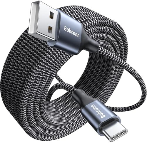 Bohconn USB C Kable 7M, Extra Lang USB C Ladekabel Nylon PS5 Controller Ladekabel USB Typ C Kable für Samsung Galaxy S22/S21/S20,Note 10 9 8,PS5,LG V30 V20 G6 G5,Moto,Huawei P30 Mate30,Sony Xperia XZ