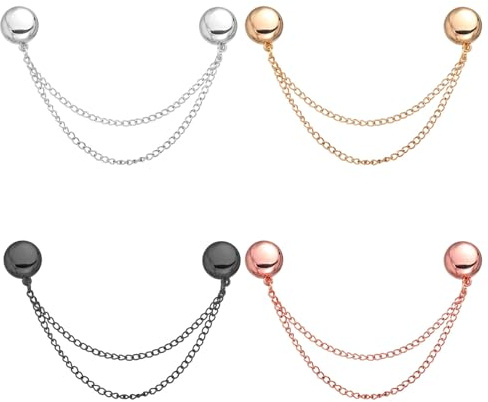 4pcs Pince Magnétique Vêtements, Broches Magnétiques Multifonctions Pinces à Vêtements Aimantées sans Épingle Accessoires de Vêtements pour Manches Jupes Robes (Or, Or Rose, Noir, Argent)
