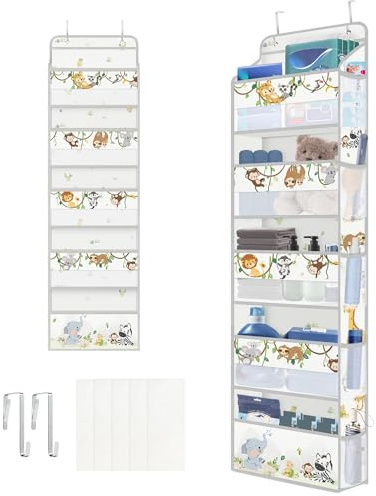 Clastyle Grau Tür Hängeaufbewahrung für Kinder Türorganizer | Hängeorganizer für Camping Bad Schrank Schlafzimmer Badezimmer Tür Organizer Spielzeug Windel