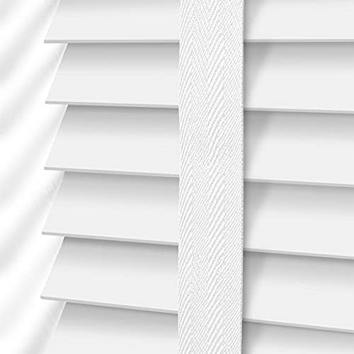 White Faux Wood Window Venetian Blind/Blinds, (174cm Width x 150cm Length)