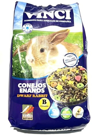 Pienso para Conejos Enanos, 1kg. Alimento Completo y equibrado para Conejos o Chinchillas y cobayas