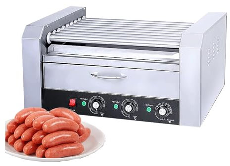QUSYZD Macchina per cuocere a griglia con rulli per Hot Dog, Commerciale, 11 rulli antiaderenti, scalda panini, Salsiccia per Hot Dog, per Uso Domestico, Negozio, Snack, Bar,