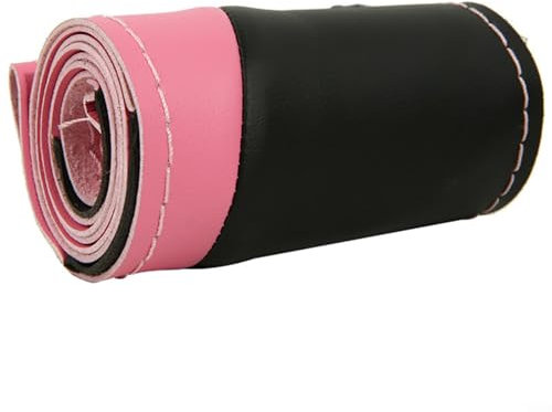 Uwithdanceme Leder-Lenkradbezug zum Aufnähen, atmungsaktiv und rutschfest, maximal für Lenkrad mit 38 cm Durchmesser (Rosa)