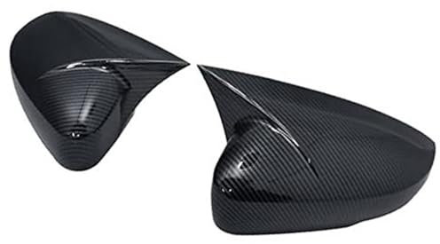 HUVNEXA 1 Paar, for Volkswagen, for VW, for POLO, MK5 6R 6C 2009–2017, ABS-Seitenrückspiegel-Abdeckkappen, Schalenverkleidung im OX-Horn-Stil for den Außenbereich Auto-Außenspiegelabdeckungen(BLACK Ca