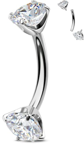 OUFER Body Piercing Belly Bar Titan Navel Piercing Jewellery 14G Skivstång 10/12/14/16 mm Knappring, 10mm