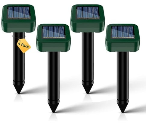 Ahuyentador de Topos 4 Piezas, IP65 Impermeable, Campañoles, Ratones, Hormigas y Serpientes, Apto para Jardines, Campos, Cultivos, Campos de Golf