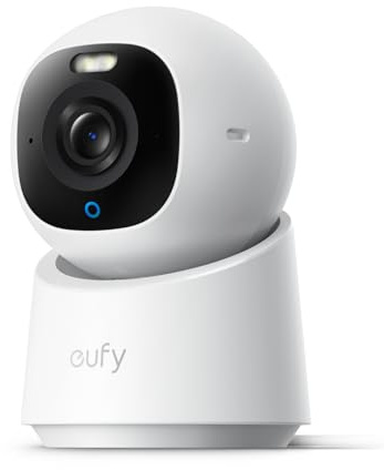 eufy Inomhuskamera E30, Senaste Generationen, 4K UHD säkerhetskamera, 360 Pan-Tilt, Färg-nattsyn, AI Detektion för Människa/Djur/Ljud/Gråt, Automatisk Spårning av Människa/Djur, Fungerar med Homekit (Renoverad)
