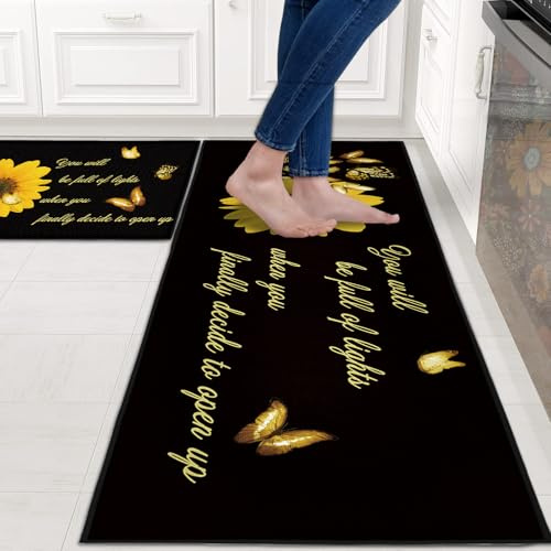 HZVRTN Lot de 2 tapis de cuisine lavables et antidérapants, confortables et imperméables pour la maison, la cuisine et la buanderie (Style M, 40 x 60 + 40 x 120 cm)