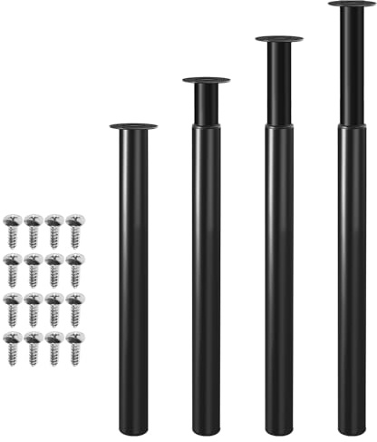 Vigevee VigeveeMöbelfüße 4 Stück, Tischbeine höhenverstellbar 70-110 cm, Möbelbeine aus Stahl bis 200 kg belastbar, mit 16 Schrauben, für Tisch, Schrank, Nachttisch, Schlafsofa, Schwarz