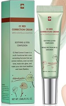 CC Cream Before Make-Up, Full Cover Concealer with Soothing Effect, Colour Correction Cream for Naturally Evening, Moisture and SPF Protection, All Skin Types (green)