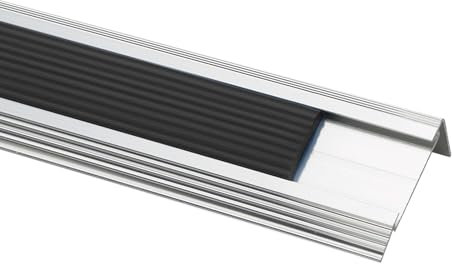 YLLSMGS 100 cm Treppenkantenprofil Alu Treppenprofil Selbstklebend für Treppen in Wohnhäusern Einkaufszentren Schulen und Kinos(Black,45x21mm/1.8x0.8in)