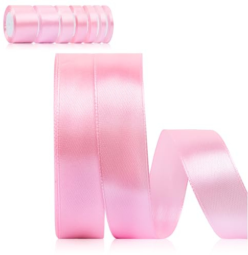 Foshird Satinband Rosa 20mm x 22m Geschenkband Breit Schleifenband Hochzeit Polyester Bänder zum Basteln Dekoband für Geschenkverpackung Geburtstag DIY
