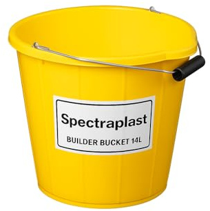 Spectraplast® 14L Yellow Builders Bucket – Heavy Duty Plastic Bucket for Mixing Mortar, Gardening, Watering & Tool Carrying – Strong Handle – 3 Gallon Multi-Purpose Use (1)