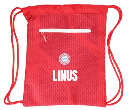 FC Bayern München Turnbeutel - Personalisiert mit Namen - Sportbeutel Kinder rot