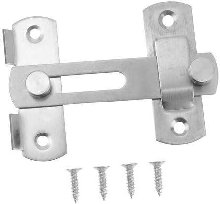 VILLFUL Pestillo de Acero Inoxidable de Perno de Seguridad con Fijación de Tornillos Cierre Resistente para Puertas Ventanas y Jaulas Pequeñas Diseño Compacto y Estable Color Plata