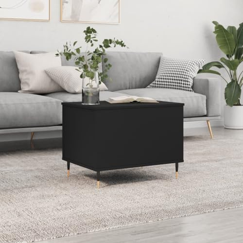 KTHLBRH Couchtisch aus Sperrholz, Schwarz, Couchtisch mit höhenverstellbarer Oberfläche und Aufbewahrung, multifunktionales Beistelltisch, 60 x 44,5 x 45 cm