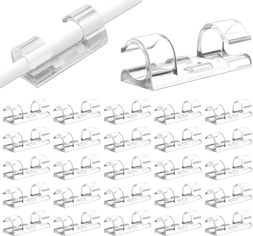 40 Pcs Cable Clips, Self Adhesive Cable Management Clips, Wire Holder, Cord Organiser Clips for Home Office Car Desktop PC TV Computer