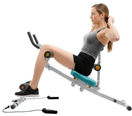Appareil d'entraînement abdominal avec écran LCD, entraîneur de muscles abdominaux pour la maison, capacité de charge 120kg, rouleau abdominal avec bandes de résistance, réglable en hauteur 70-80cm