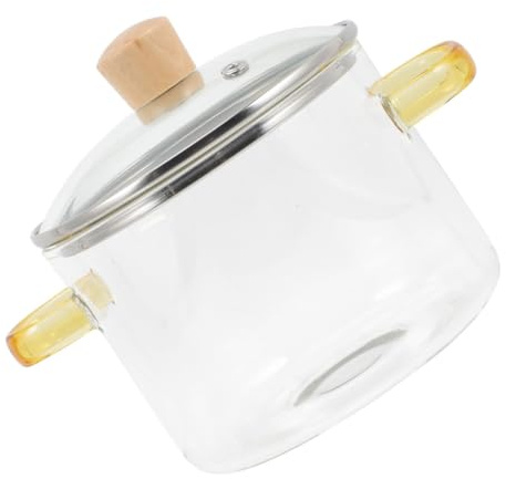 VICASKY Casserole en Verre 1600Ml avec Couvercle et Double Poignée Marmite Transparente Résistante à la Chaleur Soupière Polyvalente pour Cuisson Maison Pot à Nouilles Instantanées