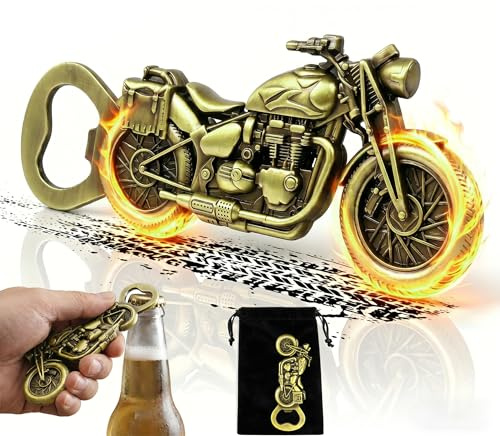 Fathers Day Gift for Men, Novelty Unusual Motorbike Bottle Opener, Vintage Motorcycle Gifts, Unique Beer Presents for Men Him Dad Boyfriend, Cool Christmas Birthday Gift (Antique Bronze Bottle Opener)