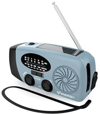 Energy Sistem Radio Emergencia Solar y Manivela Am/FM/SW/Linterna LED 3W / Power Bank USB/Carga Dinamo y Solar/Receptor Multibanda de Gran Alcance/Resistente al Agua/Kit Supervivencia
