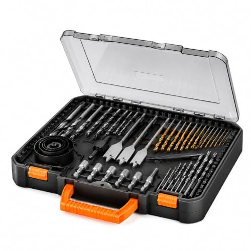 Coffret de forets et embouts de tournevis 100 pièces avec mallette de transport pour perçage et vissage
