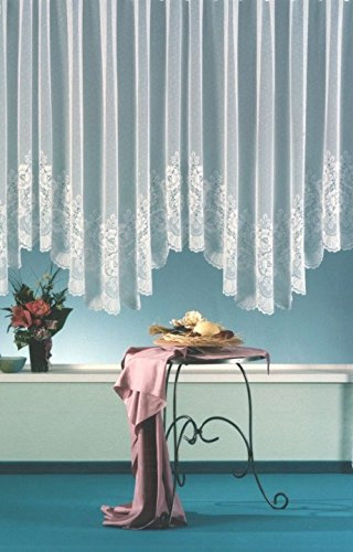 wohnfuehlidee Jacquard-Bogen-Store Jelena, mit Kräuselband, halbtransparent, Farbe weiß Größe HxB 175x600 cm