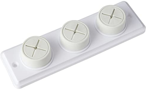 Merriway BH05865 Rubber Push In Triple Towel Cloth Holder Screw Fix - White