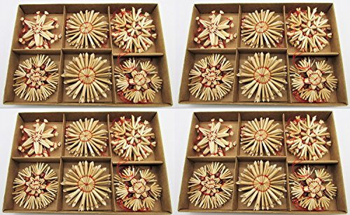 72 Weihnachtsanhänger Stroh Christbaumschmuck Strohsterne natur Anhänger