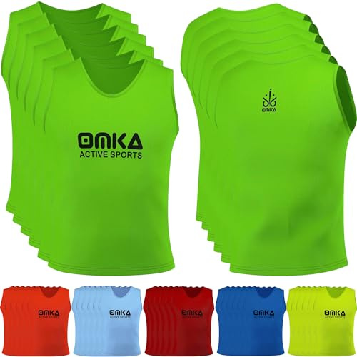 OMKA 6 Stück (6er-Set) Fußball Leibchen Lätzchen Trainingsleibchen Markierungshemd Fußballleibchen für Kinder Jugend und Erwachsene |