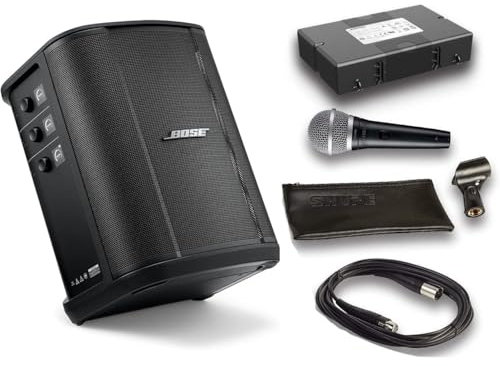 Bose S1 Pro Plus Bluetooth Speaker System Bundle with Battery, Shure PGA48 Microphone, 15ft XLR Audio Cable (6 Items)