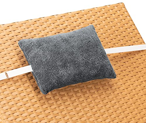 JEMIDI Nackenkissen Kopfkissen für Sonnenliege und Gartenstuhl 20x30cm - Frottee Nackenstütze Kopfstütze mit verstellbarem Gurt und Bezug abnehmbar