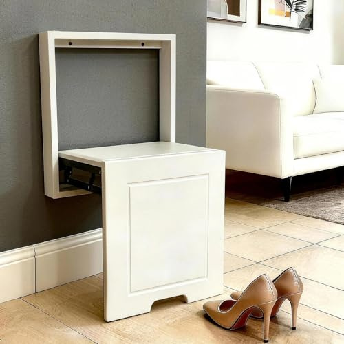 LFIEVO Klappstühle aus Massivholz, wandmontierbarer Klapphocker, Ultra-dünner wandmontierbarer Hocker – Ideals für Flur, Eingang, Ankleideraum, Balkon und Badezimmer – einfache Installation