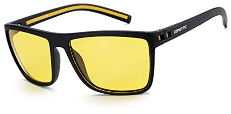 ZENOTTIC Night Vision Glasses for Men Lightweight TR90 Frame UV400 Protection Yellow Lens Night Driving Glasses