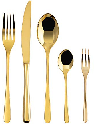 Sambonet - TASTE Tafelbesteck Set für 12 Personen, 60-teilig aus Edelstahl PVD-Finish, spülmaschinenfest, gold