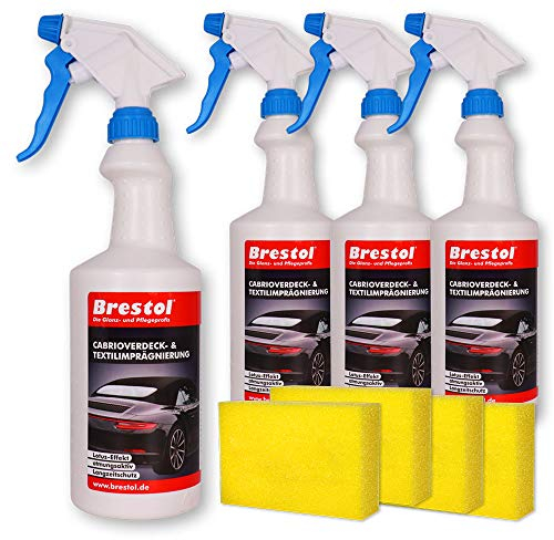 Brestol Imperméabilisant Cabrio 4 x 750 ml + éponge de polissage – Imperméabilisation universelle textile imperméabilisant