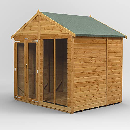 Powersheds High Grade Premium Apex Summer House Wooden Shed with Security Features, PVC Window Sills, Door & Window Flexibility, made from Extra Thick Timber