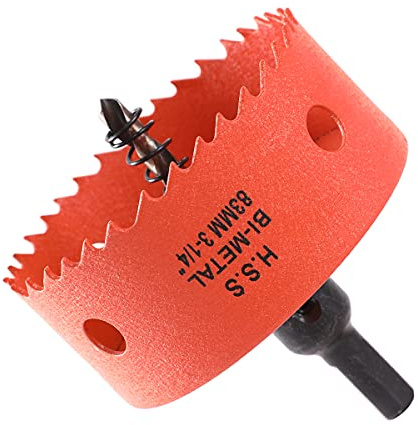 Dribotway Sierra de corona bimetálica de 83 mm, M42 HSS, cortadora de agujeros rápida, con 1 vástago y 1 broca, para materiales de construcción en seco, plásticos y metales, profundidad de corte